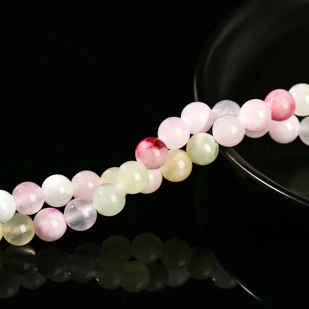 الحجر الطبيعي مختلط اللون زهرة الأفغانية حبة اليشم فاصل مستدير فضفاض لصنع المجوهرات أساور يدوية القلائد اكسسوارات #6