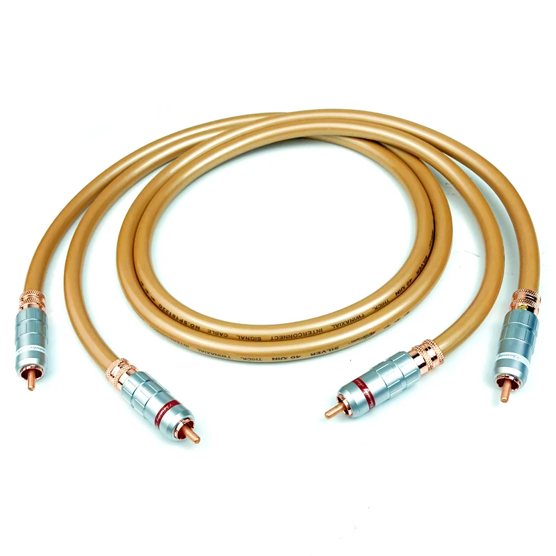 

2 Cores OFC Silver Plated RCA Signal Cable HiFi Audio Amplifier CD Player Interconnect Line Red Copper RCA Plug