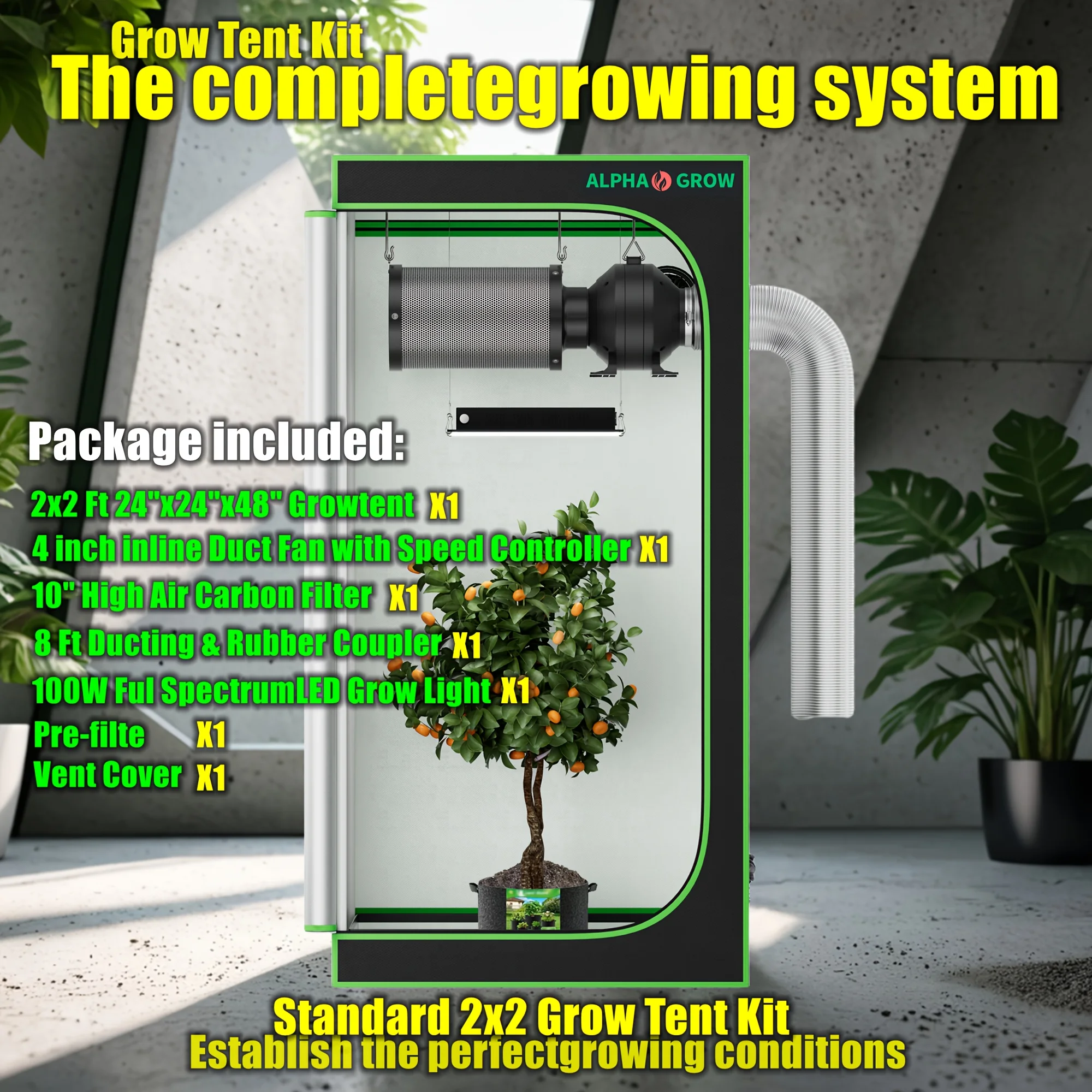 Kit Tenda Tanam ALPHAGROW Leng - Grow Tent Complete Kit ulasan dan harga