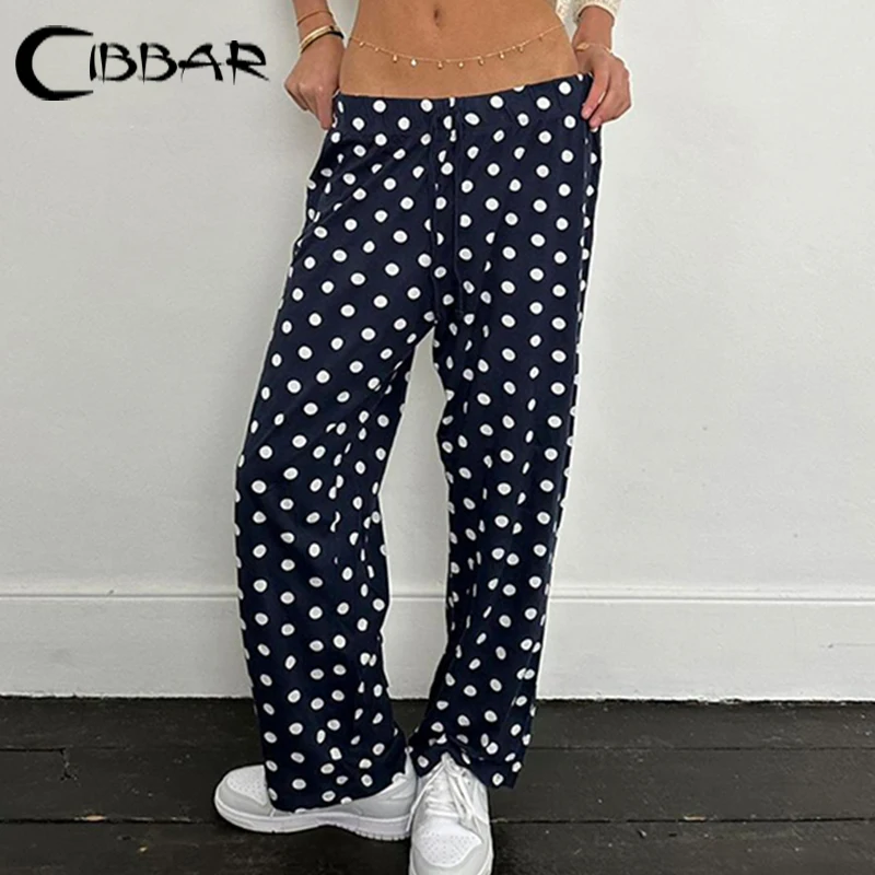 

CIBBAR y2k Cute Print Baggy Pants Streetwear Loose Low Rise Bandage Straight Trousers Korean Fashion Women's Pants Vintage 2000s