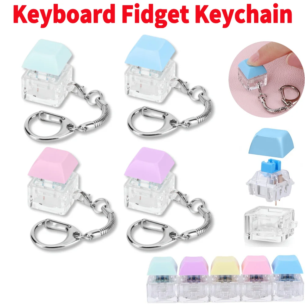 1PCS Keyboard Fidget Keychain Keyboard Decompression Toys Button Stress Relief Button for Adult To Relief Stress Pass The Time