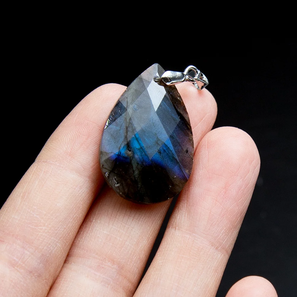 المتاحة في 2 أحجام قطرة الماء شكل الحجر الطبيعي حبة قلادة اللابرادوريت على الوجهين الأوجه حبة عقد دي اي واي أقراط 1 قطعة