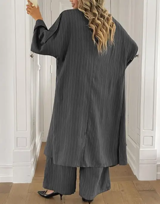 

Spring/Summer Women's Casual Vacation Travel Shirt & Wide Leg Pants Set Female Clothing New Fashion Women Loose Trousers Outfits