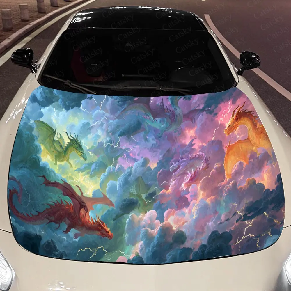 

Spellbinding Cosmic Dragon Auto Cover Sticker, Waterproof and Self-adhesive Auto Hood Decal, Auto Vinyl Wraps, Cool Car Exterior