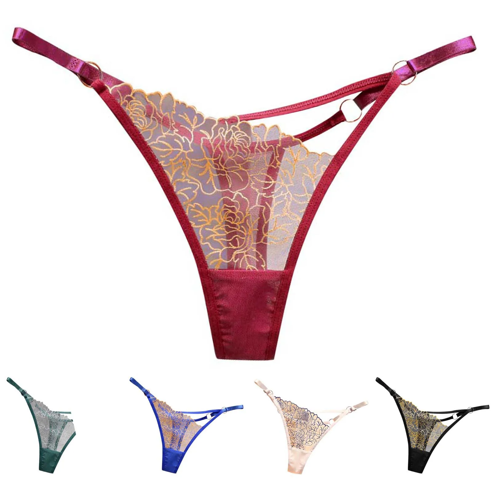 Womens Waist Hollowed Out Panties With Exquisite Embroidery Adjustable Waistband Women Cotton Panties Comfortable Underwear