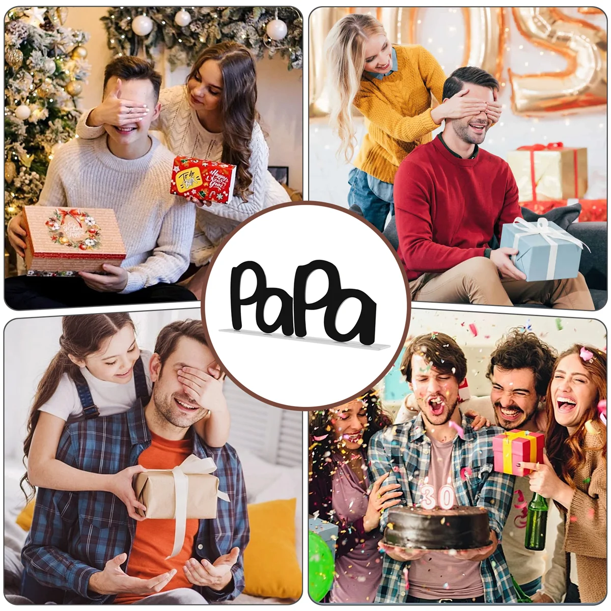 

AAAF Рамка для фотографий PaPa на День отца, подарки папу от дочери, подарки на день рождения, держатель для фотографий папы, подарок на день отца - черный