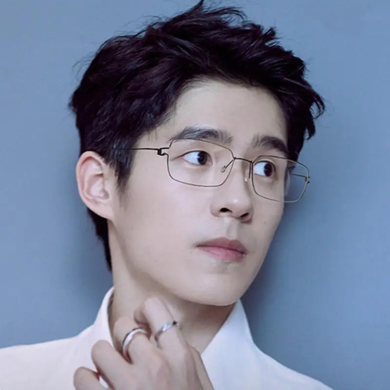Ultra Light Thin Wire Metal Square Eyeglasses Frame Coil Spring Hinge Anti Blue Light Optical Spectacles Minimalist Rectangular