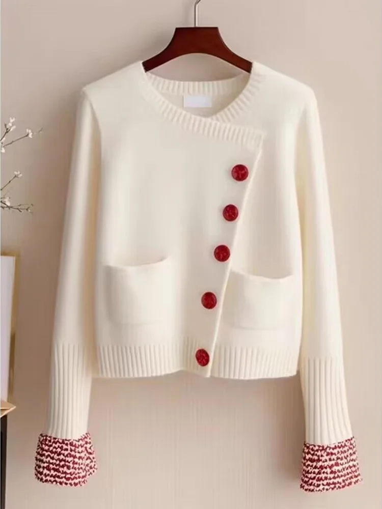 Simple Loose All-match Jumper 2025 New Early Spring Elegant Advanced Literary Sweaters Knit Korea Chic Cardigan