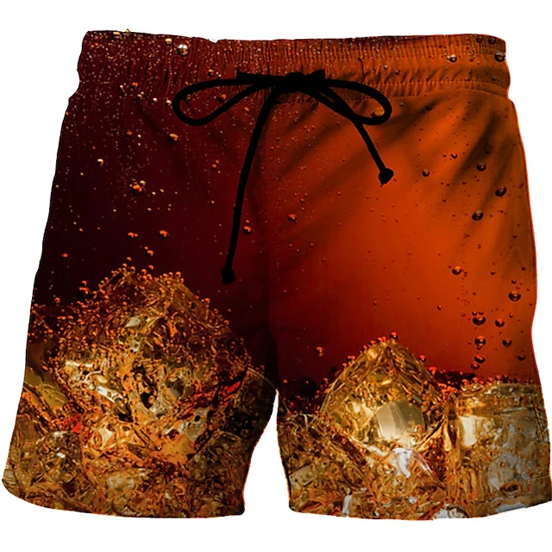 Bier 3d Grafische Korte Broek Mannen Zomer Hawaii Vakantie Surf Zwembroek Kids Casual Strand Shorts Snel Droog Ijs Shorts Unisex Kleding