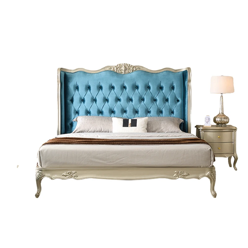 

Роскошная современная мебель для спальни в европейском стиле: двуспальная кровать King Size с элегантной золотой рамой*