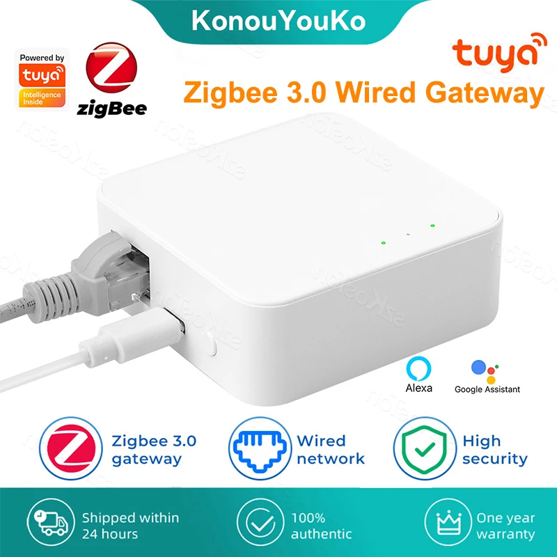 Tuya Zigbee 3.0 Gateway Hub Wireless Wired Smart Home Bridge Smart Life App Remote Control Work with Alexa Google Assistant