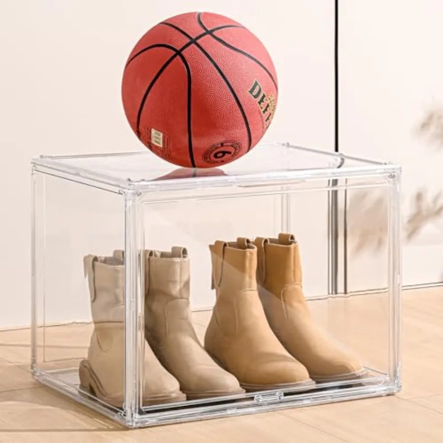 

Pack XXX-Large Clear Display Case 7.7" x 3" x 3" Extra Large Display Organizer Box with Magnetic Door Stackable Acrylic Storage