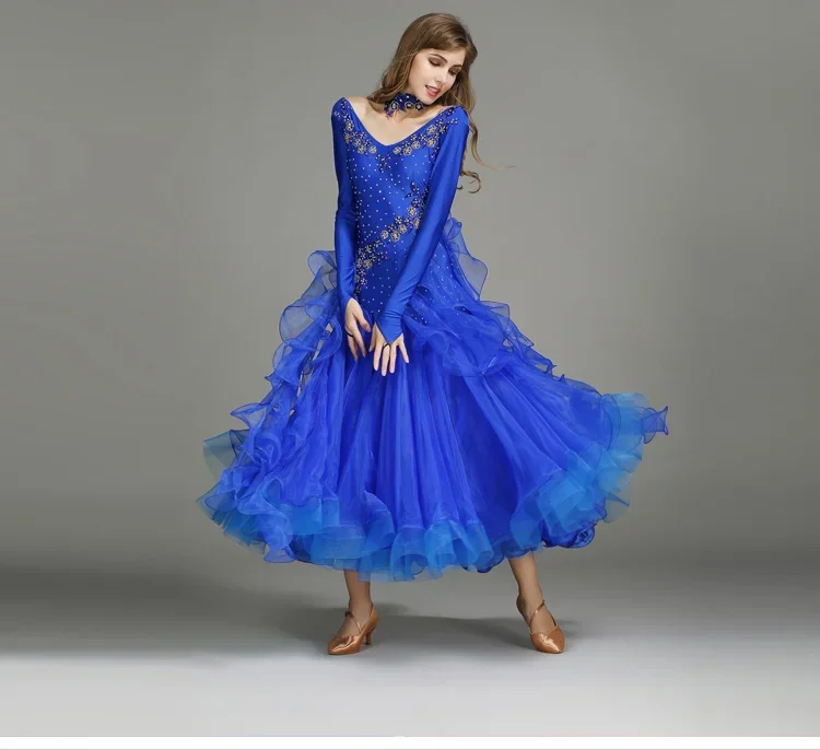 Grande robe trapèze élégante pour danse de salon, vêtements de danse de valse pour femmes, Costumes de danse modernes Tamgo Standard national