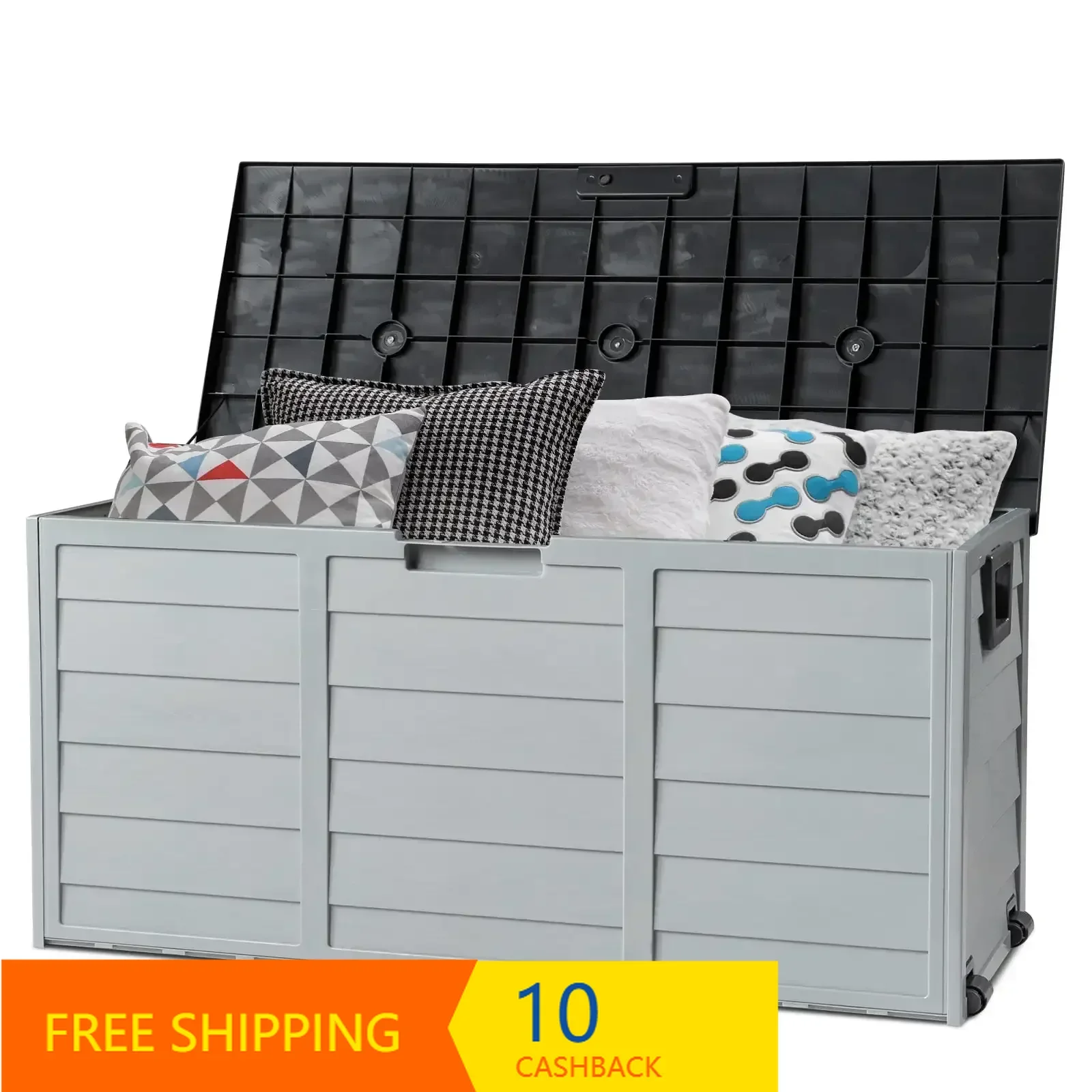 

75gal Outdoor Garden Resin Storage Deck Box Tools Black