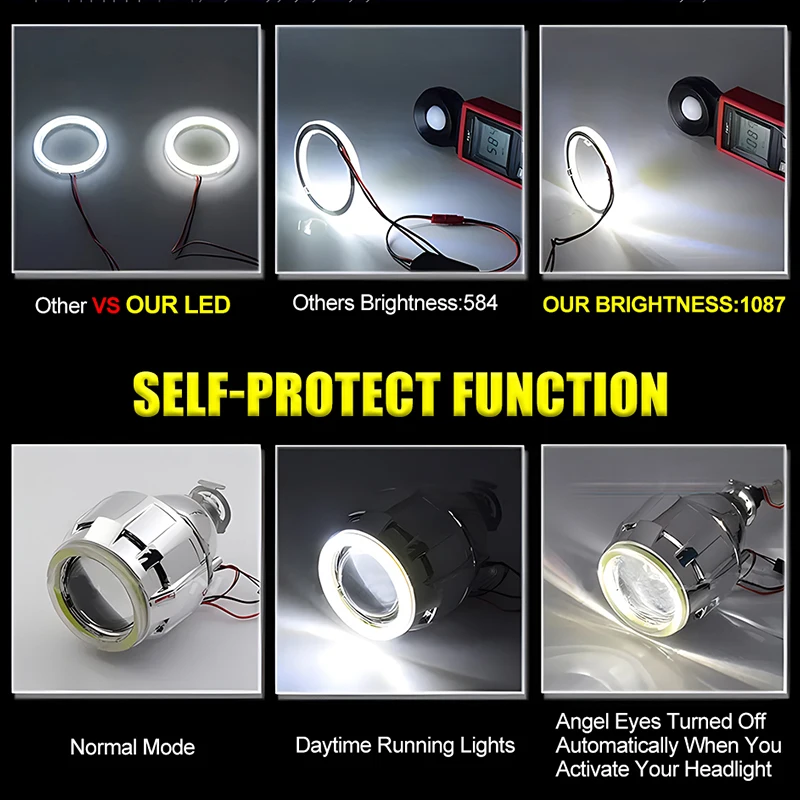 2.5 ''ثنائية جهاز عرض LED H4 مرحبا/لو شعاع العدسات 6000K مشرق الأبيض H7 H1 9005 9006 ضوء المصباح 5600 واط ل اكسسوارات السيارات KQ