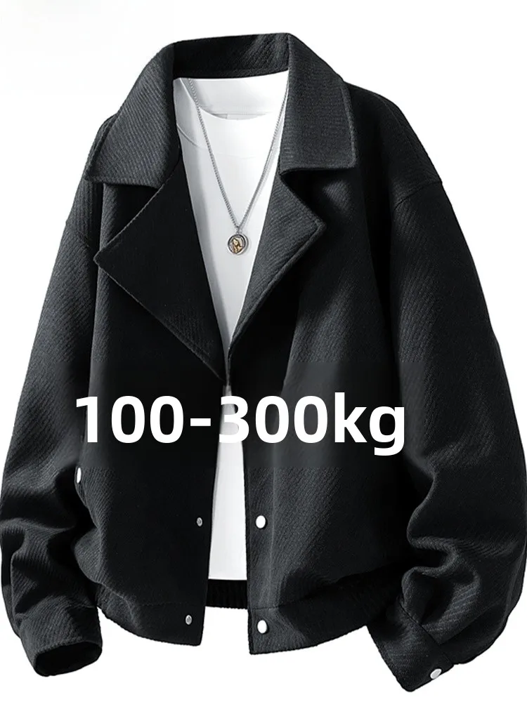 

MoChao American Sle Casual Loose Fit Men's Jaet Large Size Lapel Coat Warm Polyester Fiber Long Sve Button Closure