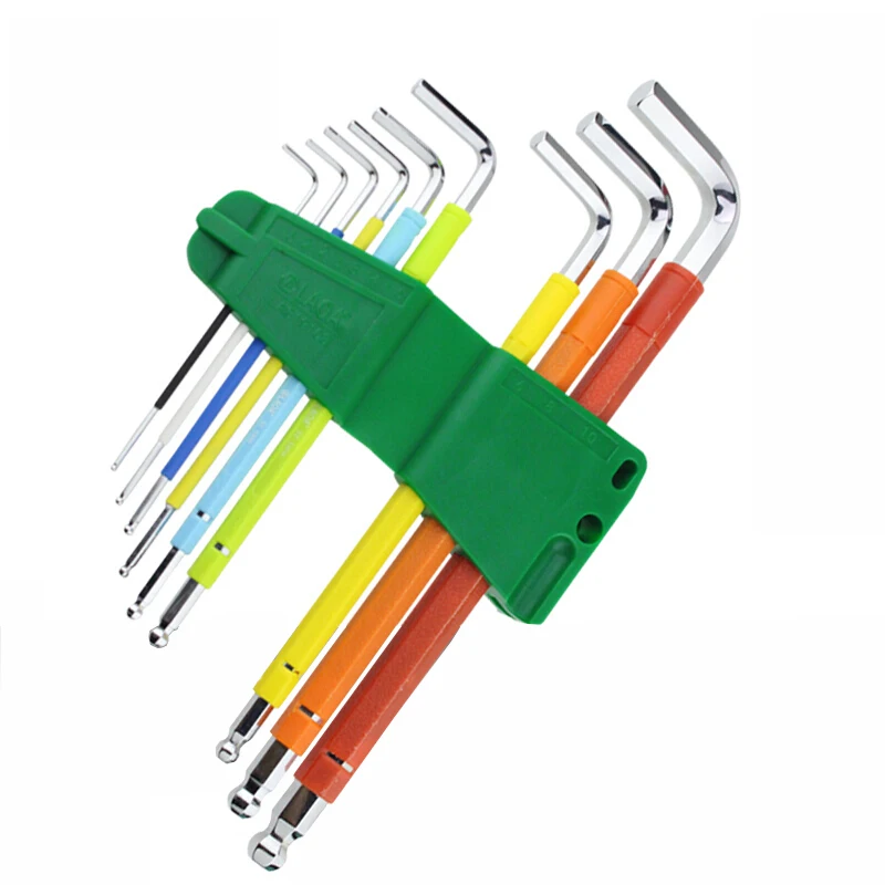 LAOA 9pcs S2 Hexagon Wrench L Type Hex Torx Colorful Ball-head Hex Screwdriver with Magnetic Rainbow