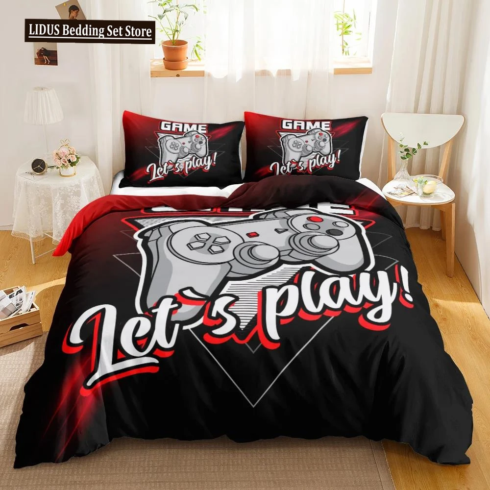 

Games Duvet Cover Set Boys Kids Gamepad Bedding Set Video Game Controller Comforter Cover For Teen Girls Polyester Qulit Cover