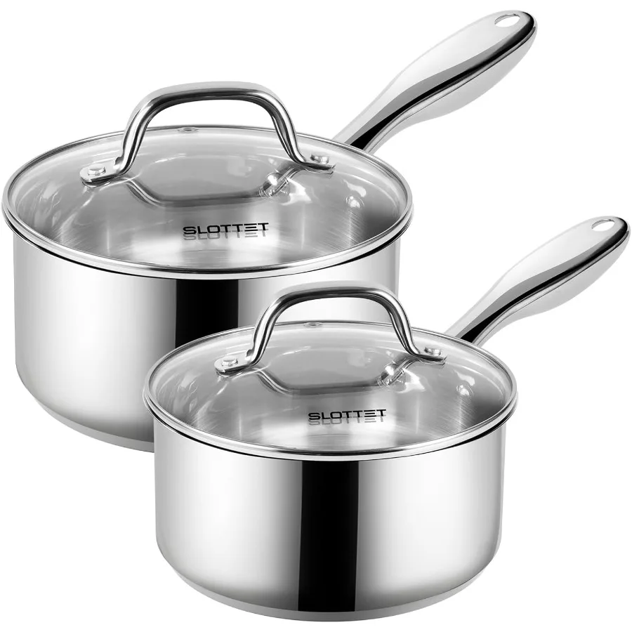 

1Qt 2Qt Stainless Steel Sauce Pan Set with Lid 4 Pcs Non Stick Saucepan for Small Kitchen Use Induction Compatible Cooking Pots