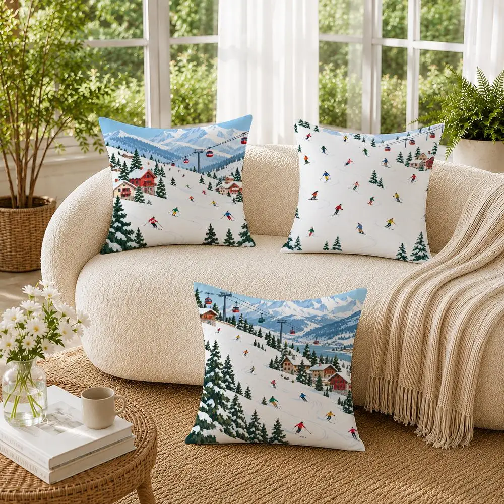 SkiVillage Cushion Cover Soft Short Plush Pillow Cases Hidden Zipper Cutecore Sofa Bedroom Home Decor Gift 2