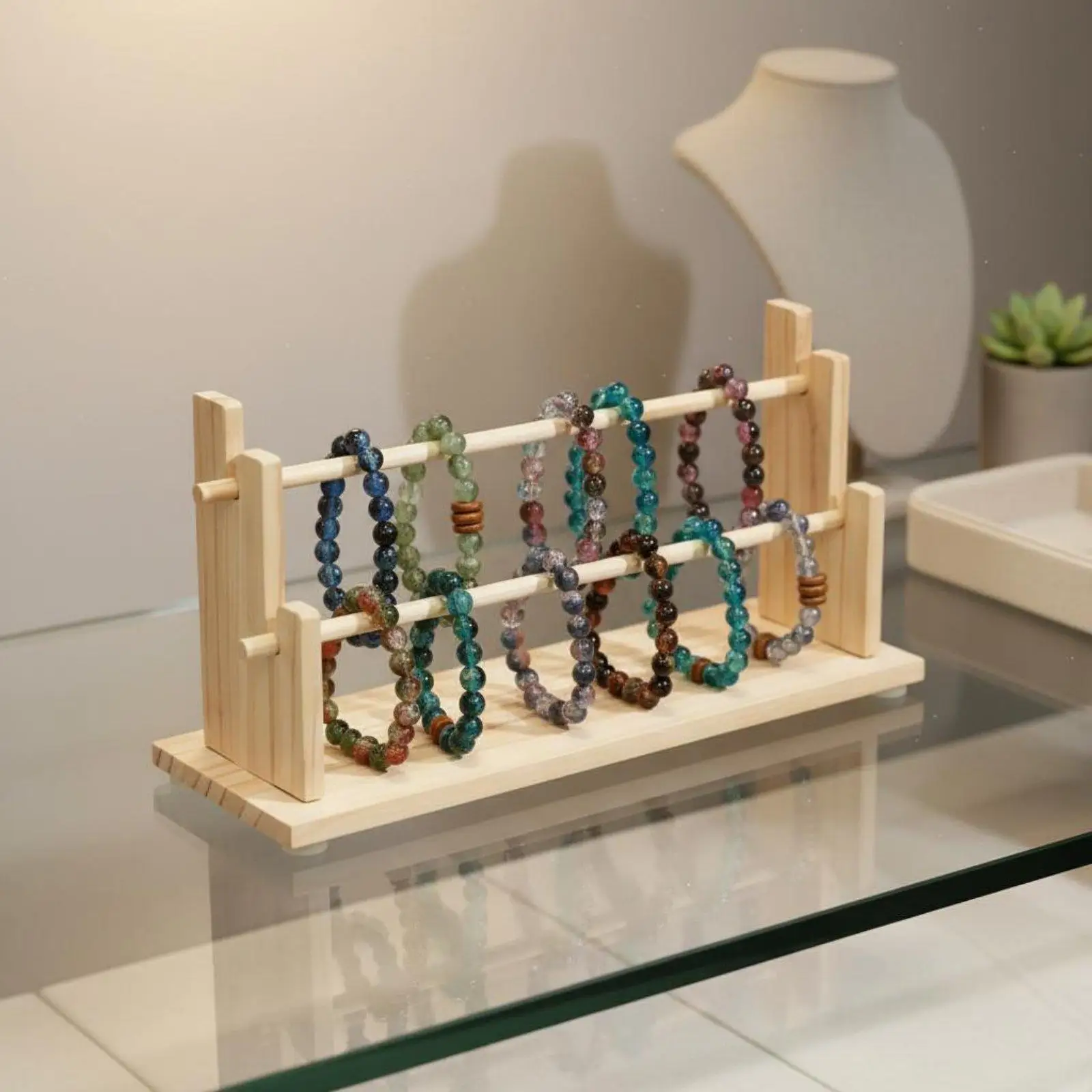 Compact Ribbon Storage Rack Solid Wood Desktop Tape Holder Stand Desk Organizer for Craft Supplies
