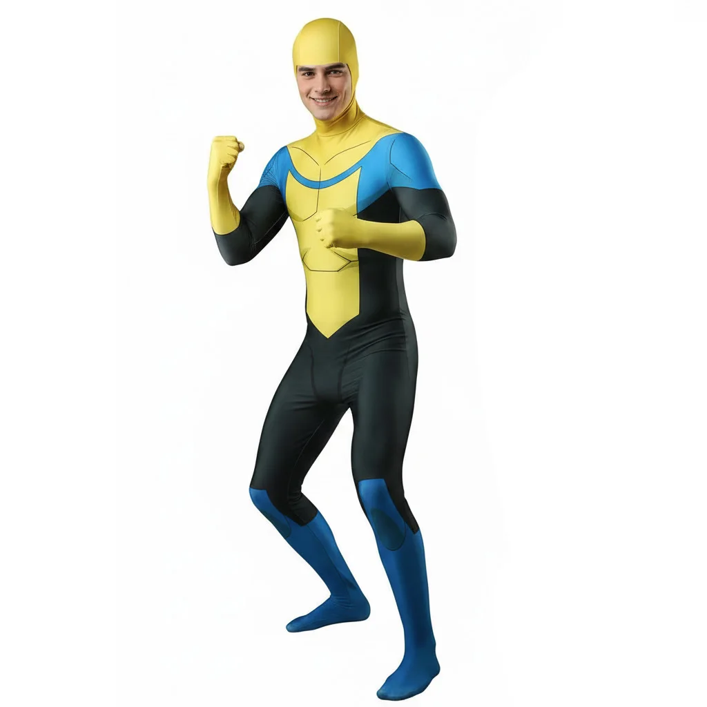 

Mark Grayson Cosplay Costume Invincible Yellow Jumpsuit Mask Hero Halloween Carnival Disguise Theme Party Zentai Suit Takerlama