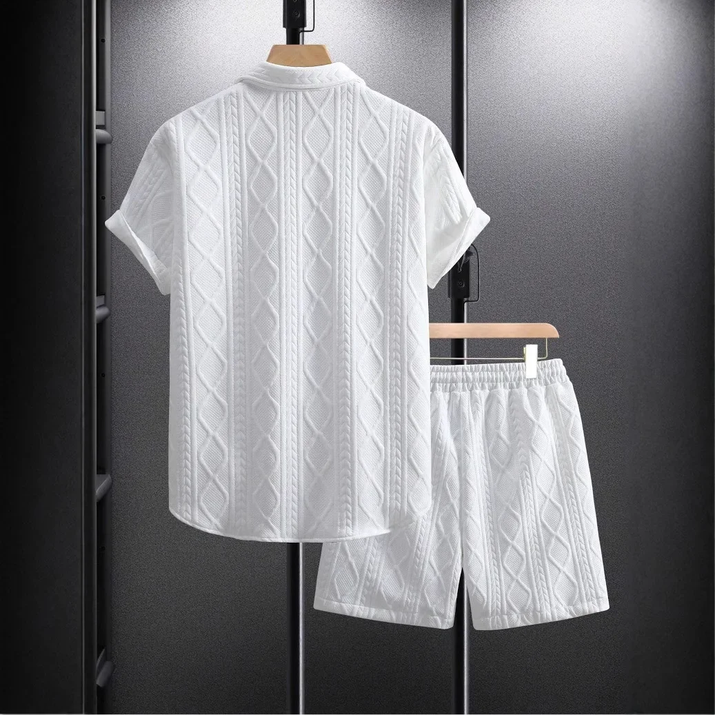 New Summer Men's Casual Shirt Short-sleeved Beach Pants Men's Summer Suit