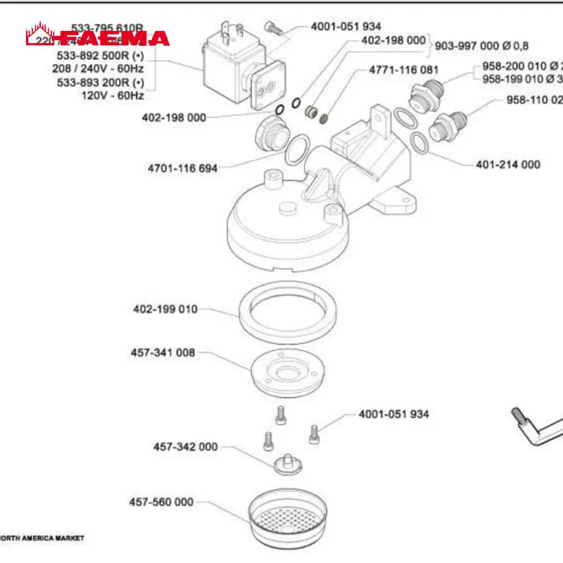 Made in Italy, original FAEMA coffee machine brewing head sealing rubber ring shower with logo