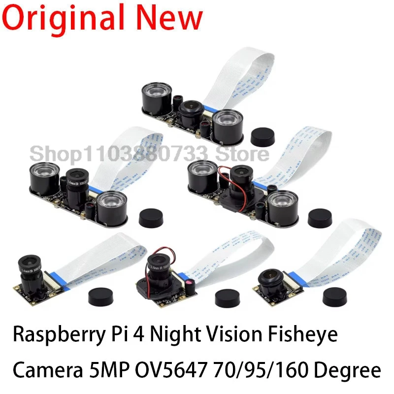 Raspberry Pi 4 Night Vision Fisheye Camera 5MP OV5647 70/95/160 Degree Focal Adjustable Camera for Raspberry Pi 3 Model B Plus