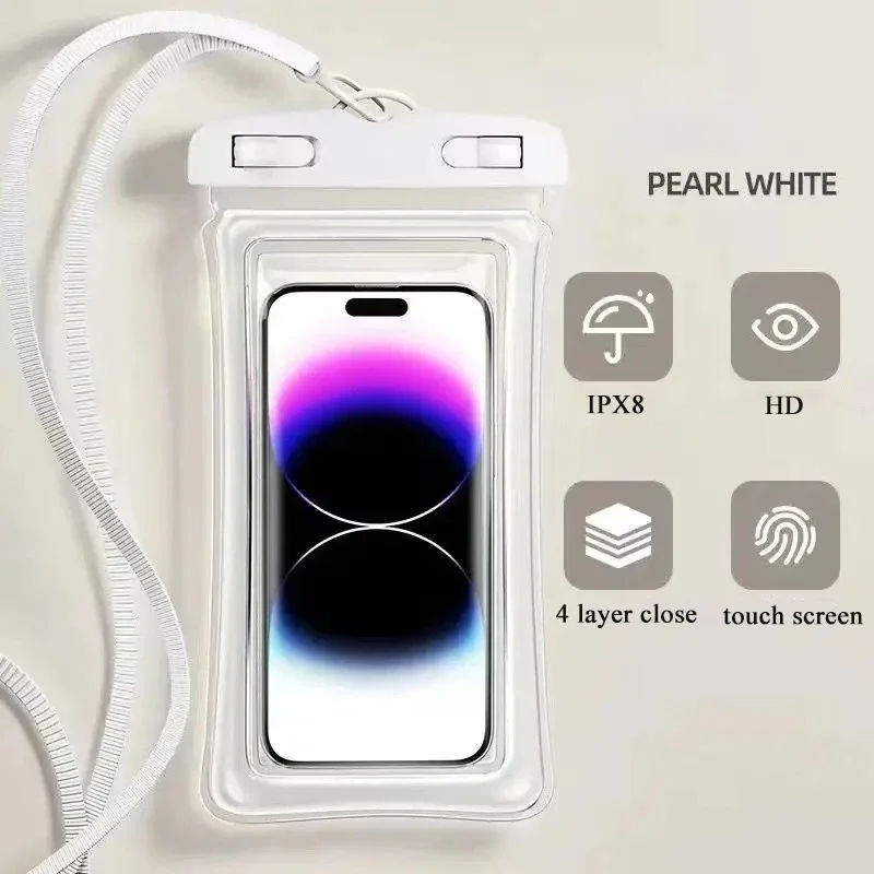 กรณีโทรศัพท์กันน้ําว่ายน้ําลอยสําหรับiPhone 13 14 15 16 Pro Samsung S23 S25 Xiaomi Huaweiกระเป๋าด้านล่าง 6.8''