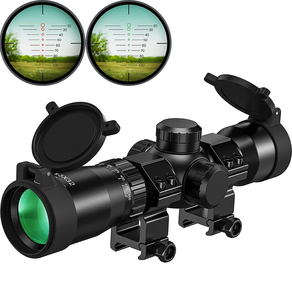 1.5-5X32 Crossbow Scope Hunting Riflescopes 20-100 Yards Ballistic Reticle 250-450 FPS Speed Adjustment Tactical Optical Sight