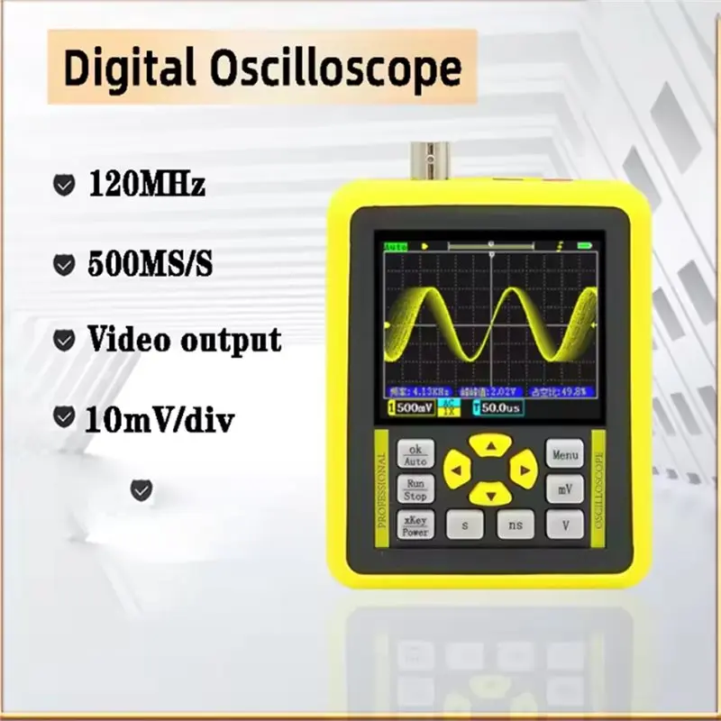 BAAR-Signalgenerator 120 MHz 2,4-Zoll-Bildschirm Digitales Oszilloskop 120 M Handheld-Analogbandbreite