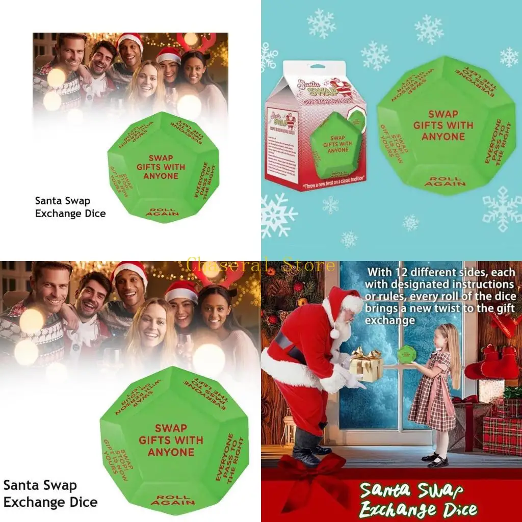 

E7CE Праздничные рождественские игровые кубики для праздничного веселья, обмен подарками с Санта-Клаусом, кубики для обмена