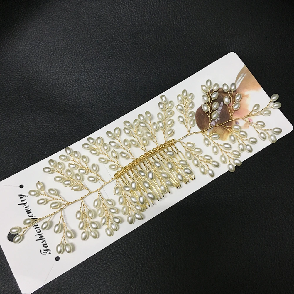 

Elegant Wedding Hair Comb Bridal Accessories Women Headdress White Pearl Decorative Headwear Party Church Prom Soiree Hairstyle