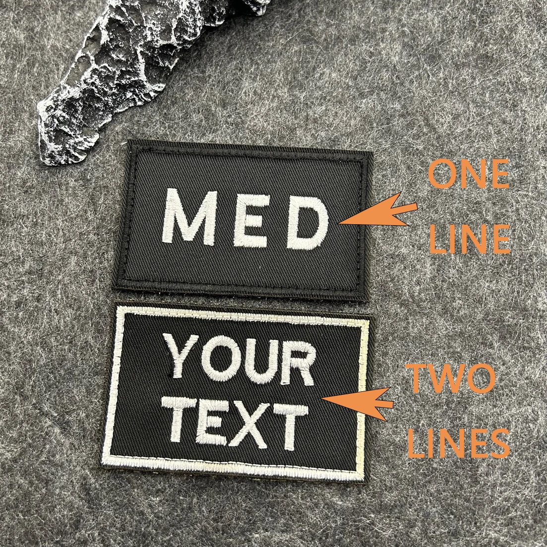 Custom One Line/ Two Lines Text Embroidered Hook and Loop Patch, Personalized Name Tag Morale Badge for Backpack Vest Cap