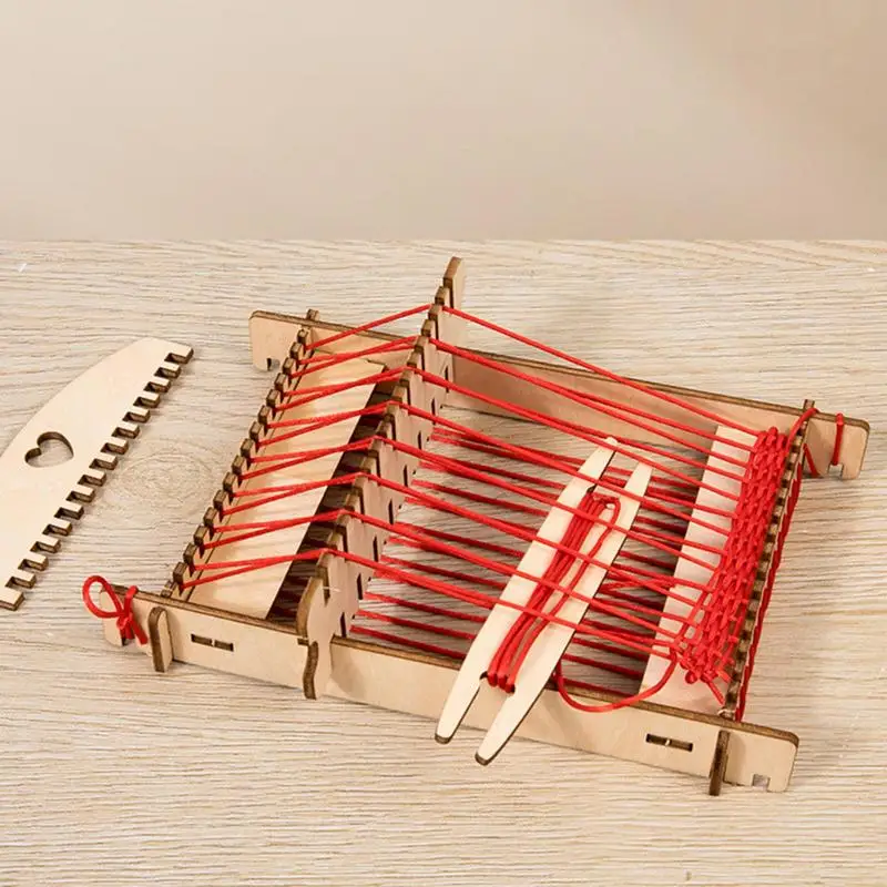 Funny Weaving Kit for Children DIY Traditional Wooden Weaving Craft Yarn Hand Knitting Machine Kids Educational Toy Gifts