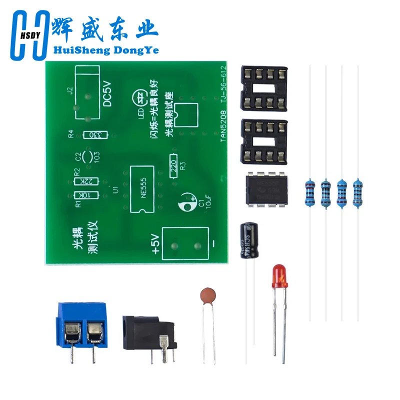 Optokoppler-Tester-Kit 555, Anwendung, Leiterplatte, zum Üben, Schweißen, DIY, elektronisches Ersatzteil-Kit ohne DC-Kabel