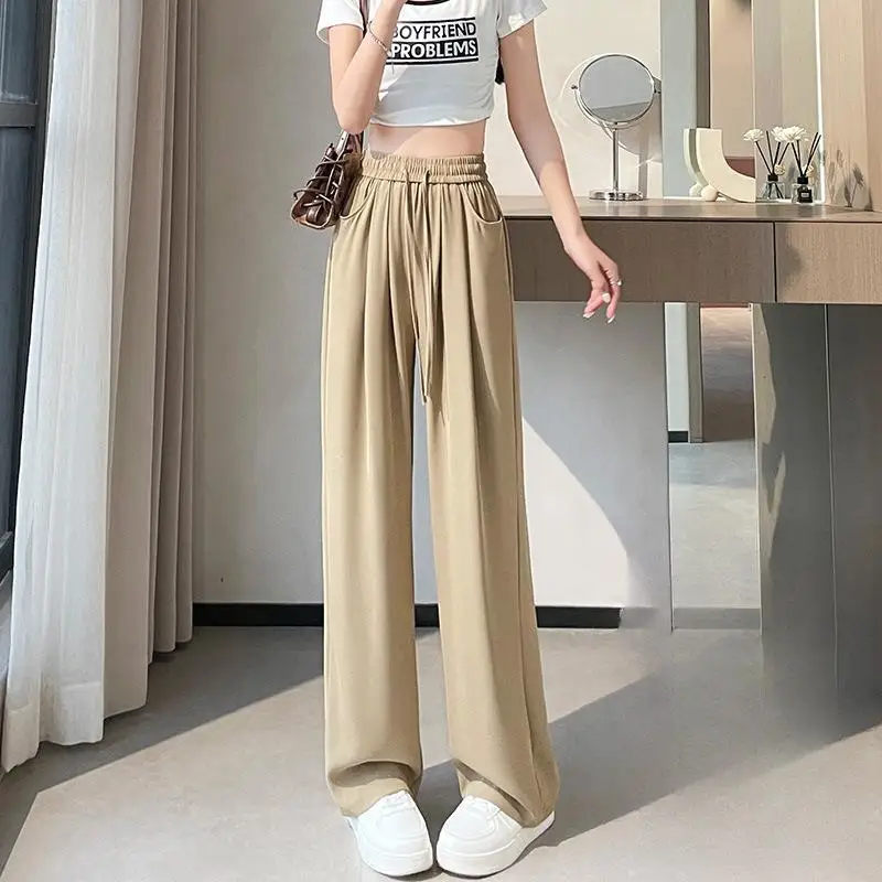 

Широкие брюки, мешковатые женские весенние модальные персонализированные молочные женские костюмы, вязаная персиковая повязка, нежная эстетика в стиле ретро