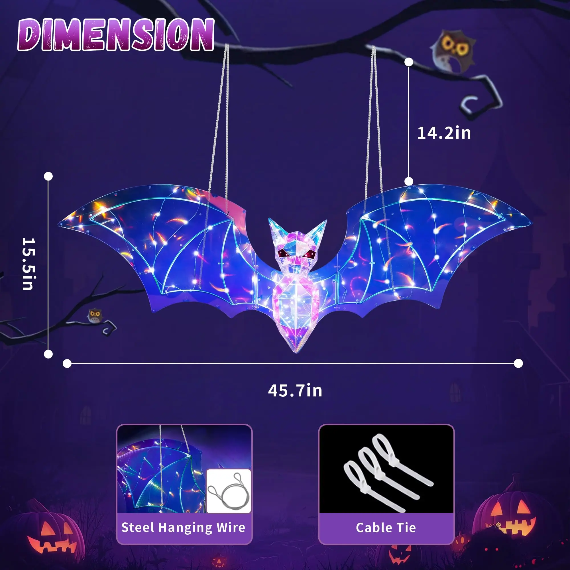 Giant Bat Outdoor Halloween Decorations,46