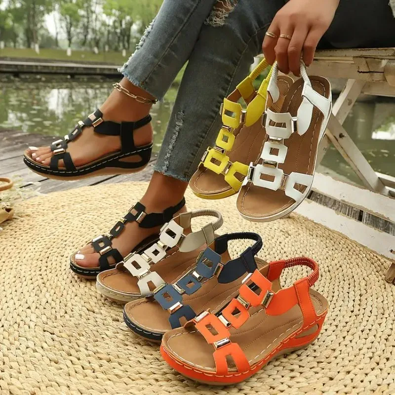 Womens Wedge Heel Sandals Lightweight Comfortable Slip On Design Multiple Colors for Daily Casual Outdoor Wear