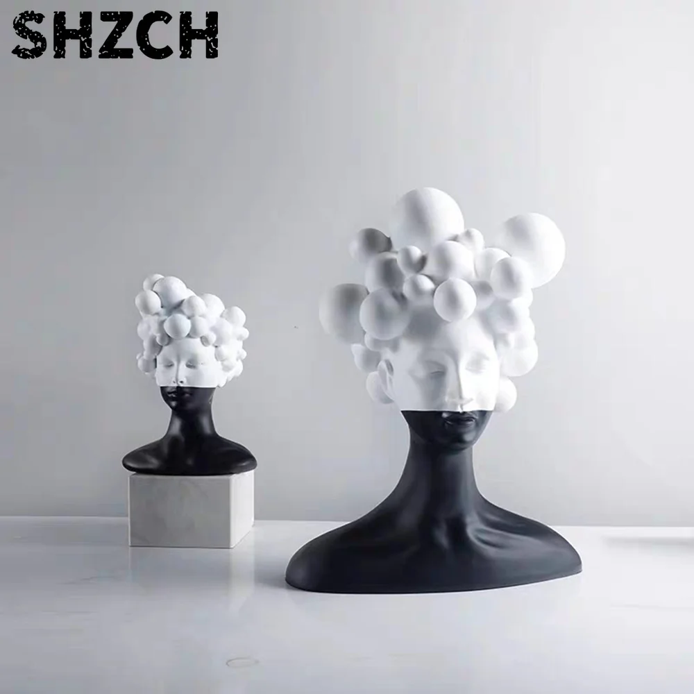 Simple Modern Art Mysterious Female Figure Resin Sculpture Ornaments Model Home Library Office Creative Soft Decoration