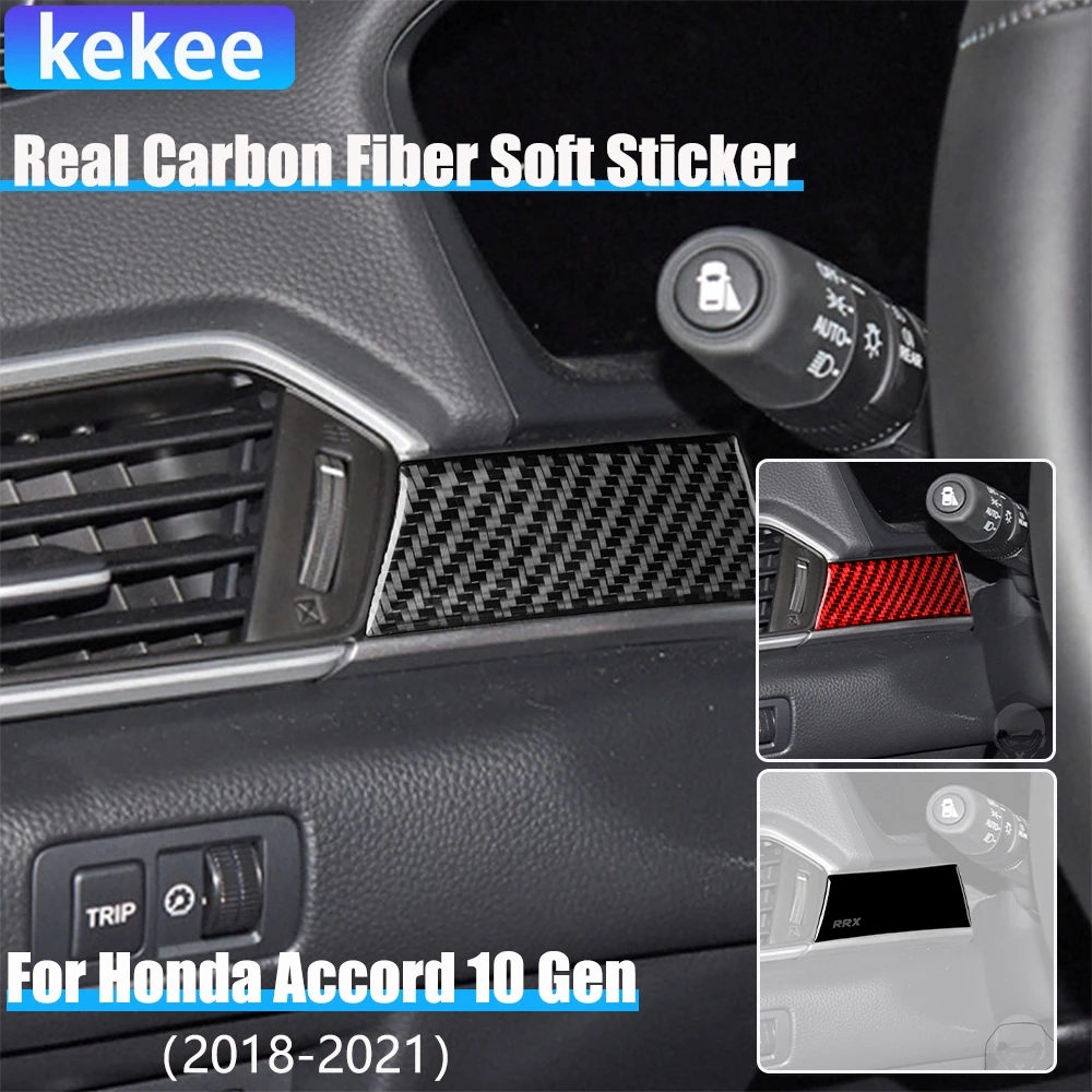

Real Carbon Fiber Car Accessories Driver Wheel Panel Decorative Cover Soft Sticker For Honda Accord 10th Gen 2018 2019 2020 2021