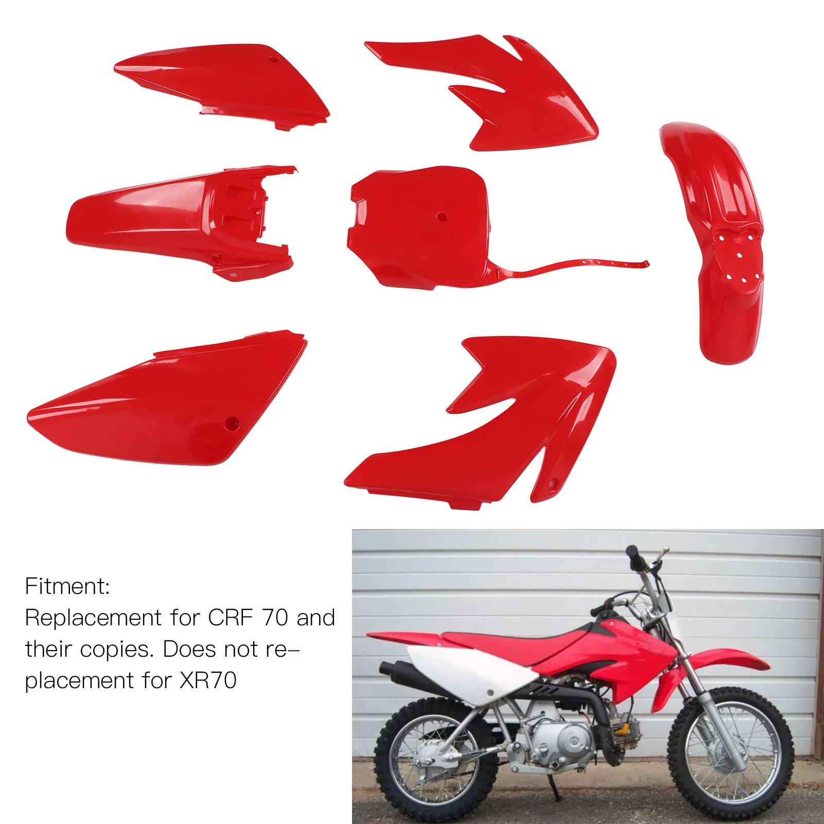 Plastic Body Work Fairing Set para motocicleta, acessórios da motocicleta, substituição para Pit Bike, CRF70, CRF70F