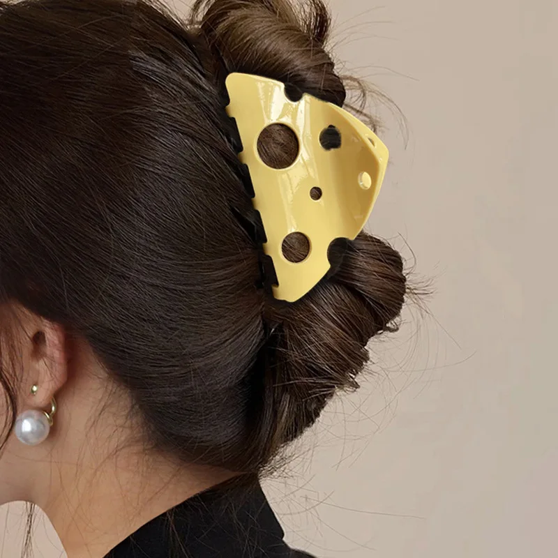 1/6 Pcs Women's Hair Claws Personalized Creative Funny Hair Accessories Girl Cheese Cute Kawaii Fashionable Trendy Hair Clips