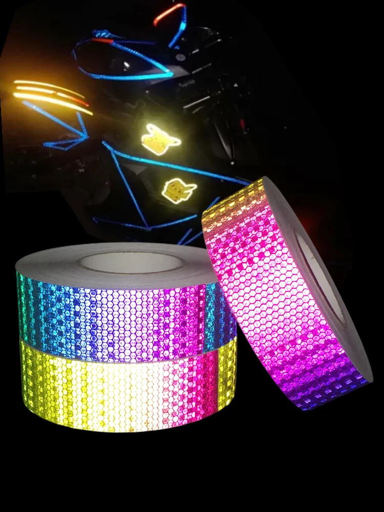 Colorful Reflective Stickers With Gradient Dazzling Colors, Motorcycle Bicycle Body Decoration Reflective Tape