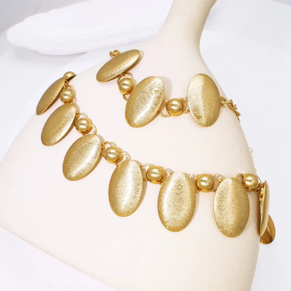 GZJPEI 4 قطعة مجموعة مجوهرات 18K الذهب اللون البيضاوي قطرة قلادة قلادة سوار شيك القرط الدائري دبي نيجيريا مجوهرات الزفاف