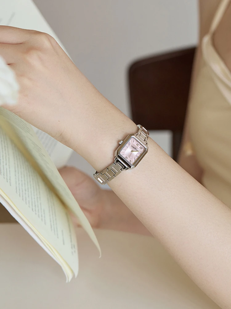 Square Stainless Steel Minimalist Ladies' Watch Roman Numerals Quartz Movement Waterproof Girls Bracelet Women's watch
