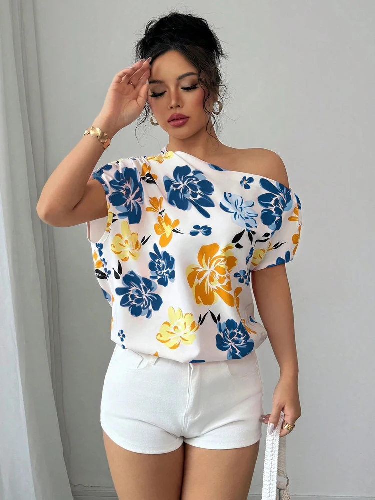 

New Summer Women's Printed Shirts,Woman's Clothing 2025,Short Sleeve Shirts,Blouses Woman,Casual Tops For Ladies,Summer Tops
