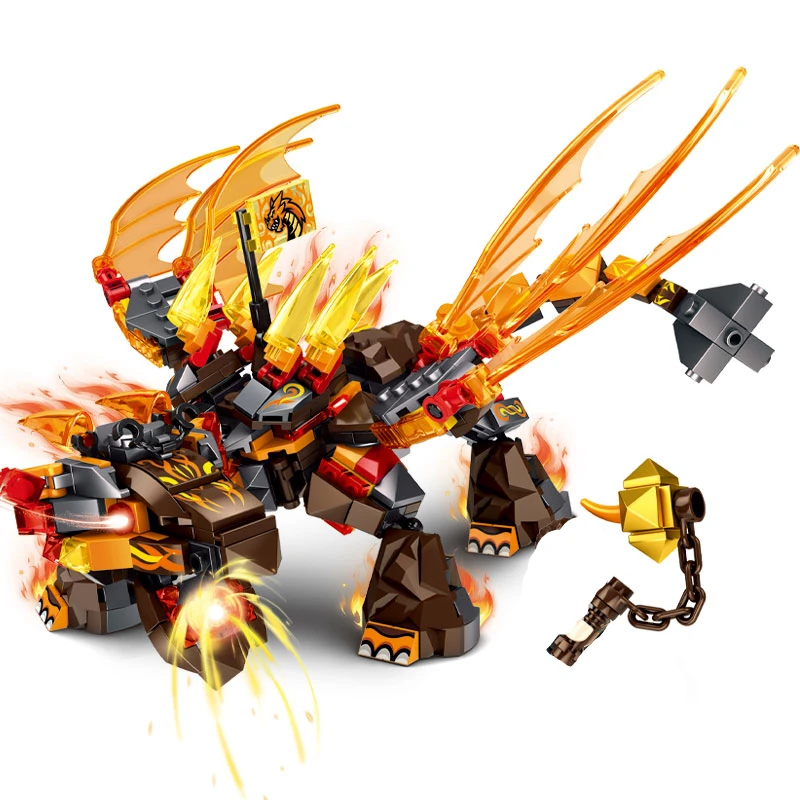 New 2023 Fire Attack of the Flame Dragons Fightar Titan Season 14 Fly Building Blocks Classic Model Sets Bricks Kid Kit