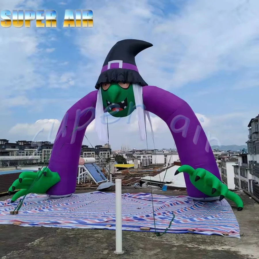 Nadmuchiwany łuk duchów z oświetleniem LED na zamówienie, z wentylatorem, na imprezę Halloween.